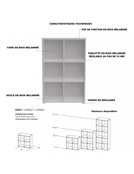 caractéristiques de l'étagère quadrifoglio