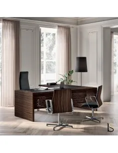 bureau d'angle haute direction avec retour et caisson, finition bois