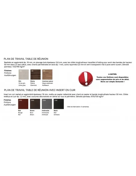 coloris disponible pour bureau d'angle officity E10