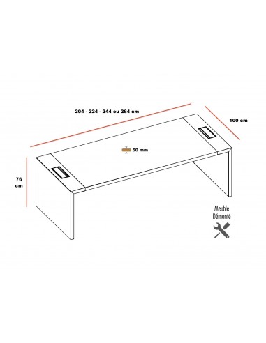 dimensions bureau E10 en bois laqué