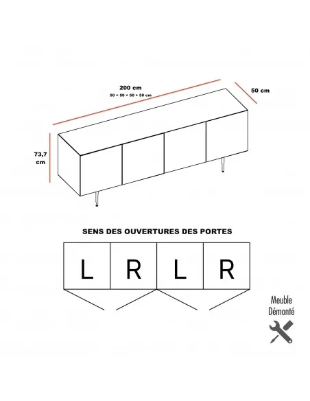 dimensions armoire 4 portes design avec ceram série Bloom - Quadrifoglio