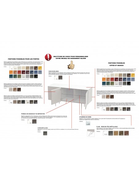 dimensions du meuble 4 portes série Bloom de chez  Quadrifoglio