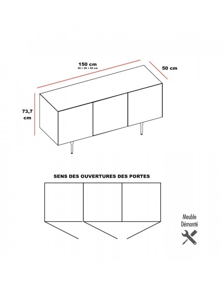 Dimension armoire 3 portes Bloom - Quadrifoglio