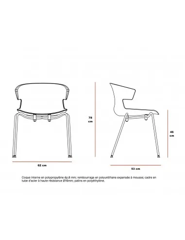dimensions chaise Cove - Quadrifoglio