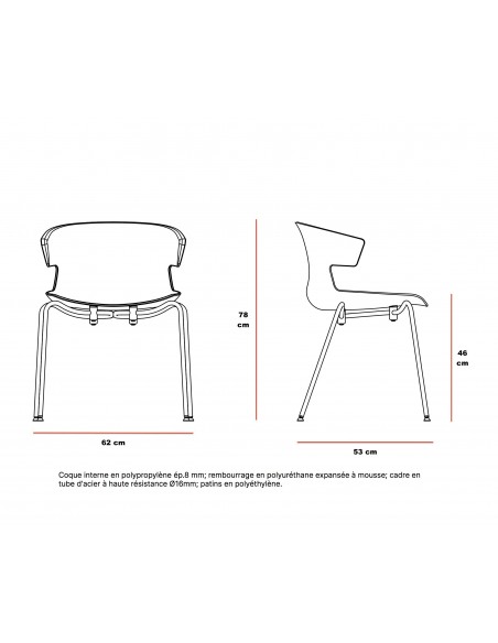 dimensions chaise Cove - Quadrifoglio