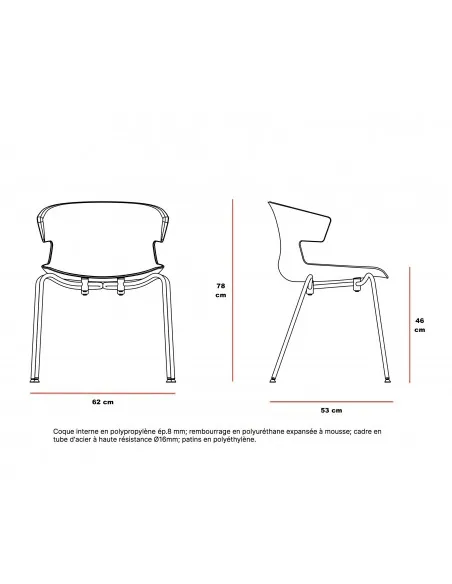 dimensions chaise Cove - Quadrifoglio
