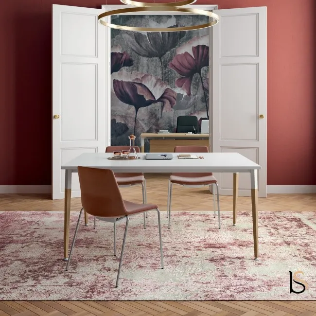 bureau individuel avec pieds en bois série X3 - Quadrifoglio