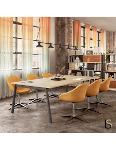 Table de reunion design forme rectangulaire Born Mobel Linea, coloris chêne et anthracite