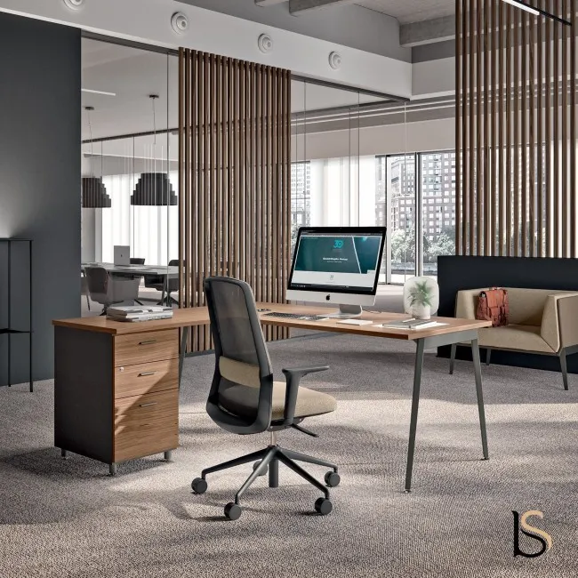 Grand bureau direction pas cher avec caisson intégré X3 - Officity