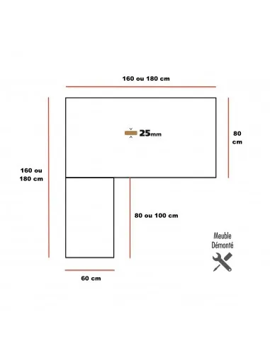 dimensions du bureau d'angle X3 - Officity
