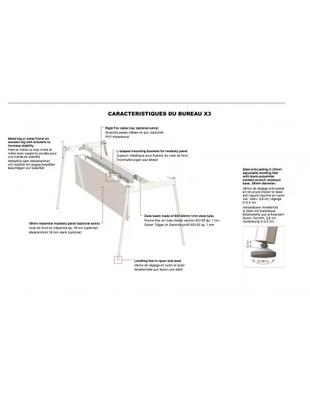 Bureau d'angle de manager avec caisson X3 - Officity