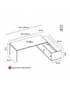 Bureau Manager épuré X5 - Quadrifoglio avec meuble de rangement grande capacité. 2