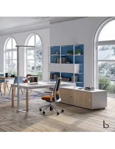 Bureau manager avec angle crédence de rangement droite ou gauche 2
