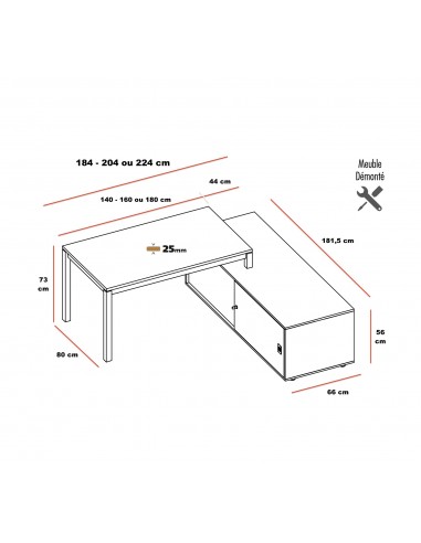 dimensions bureau manager angle crédence officity