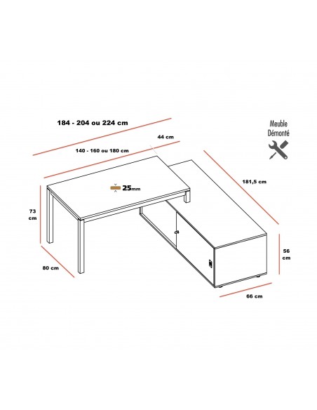 dimensions bureau manager angle crédence officity