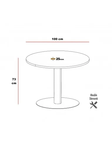 dimensions de la table de réunion ronde Mobel Linea