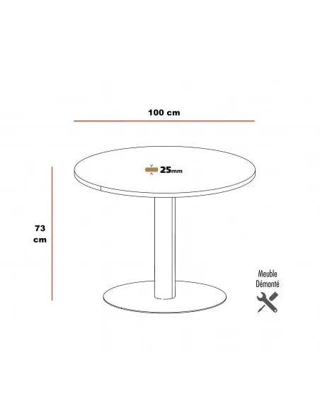 dimensions de la table de réunion ronde Mobel Linea