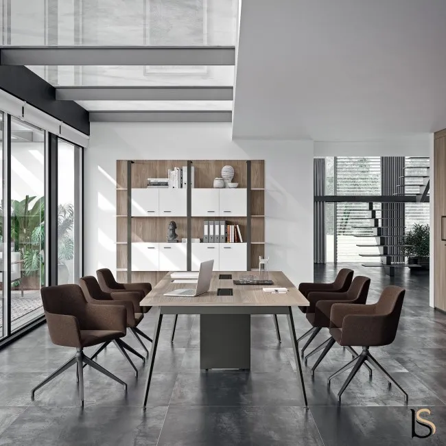Table de réunion pour 10 personnes avec pieds en métal design - Quadrifoglio