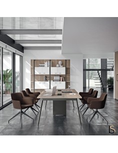 Table de réunion pour 10 personnes avec pieds en métal design - Quadrifoglio