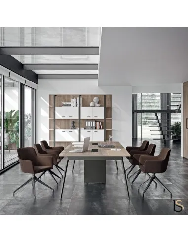 Table de réunion pour 10 personnes avec pieds en métal design - Quadrifoglio