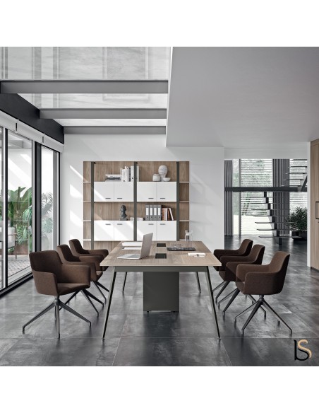 Table de réunion pour 10 personnes avec pieds en métal design - Quadrifoglio