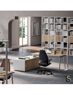 Bureau design type scandinave avec meuble retour crédence