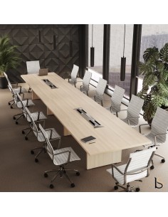 Table de réunion design, forme rectangulaire avec tops access et électrification