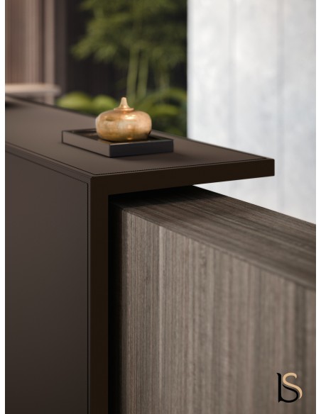 détail de la réhausse cuir de la banque d'accueil Z2 Officity