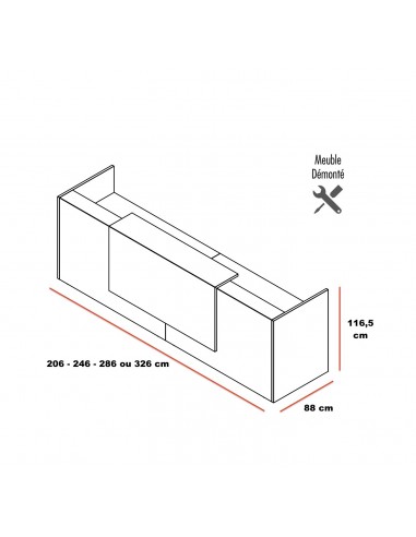 dimensions bureau d'accueil Z2 pour 2 personnes Quadrifoglio