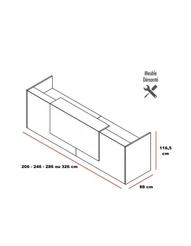 dimensions bureau d'accueil Z2 pour 2 personnes Quadrifoglio