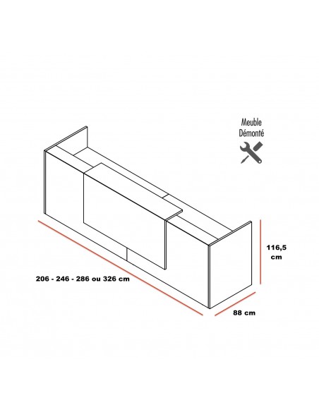 dimensions bureau d'accueil Z2 pour 2 personnes Quadrifoglio