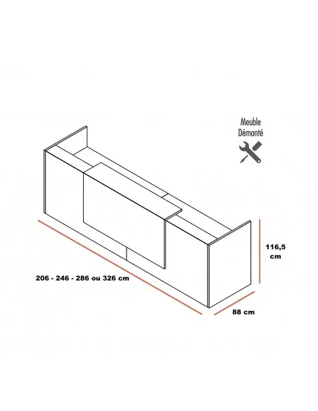 dimensions bureau d'accueil Z2 pour 2 personnes Quadrifoglio