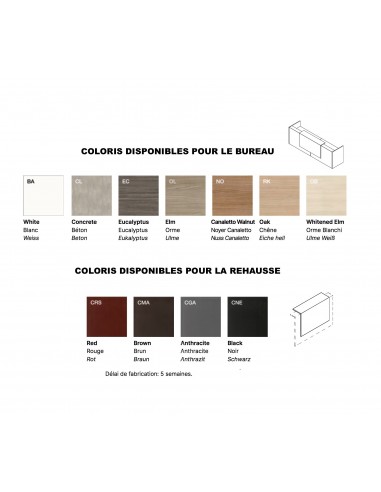 nuancier de la banque d'accueil Z2 avec réhausse en cuir, nouveaux coloris bureau réception Z2