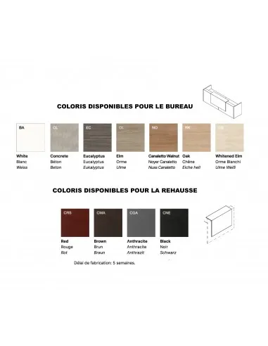 nuancier de la banque d'accueil Z2 avec réhausse en cuir, nouveaux coloris bureau réception Z2