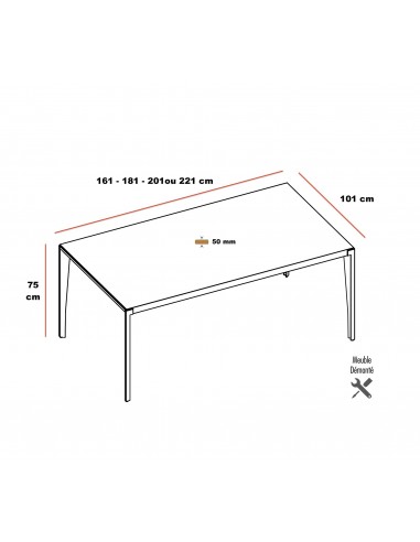 dimensions tables de réunion de standing Nine Quadrifoglio: orme gris, ébène et noyer américain