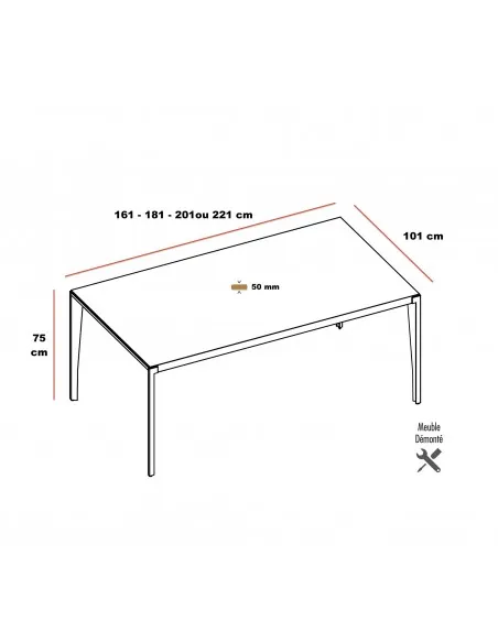 dimensions tables de réunion de standing Nine Quadrifoglio: orme gris, ébène et noyer américain