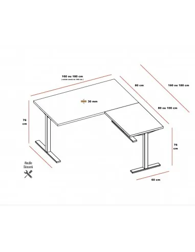 dimensions-bureau d'angle quadrifoglio Idea Tube