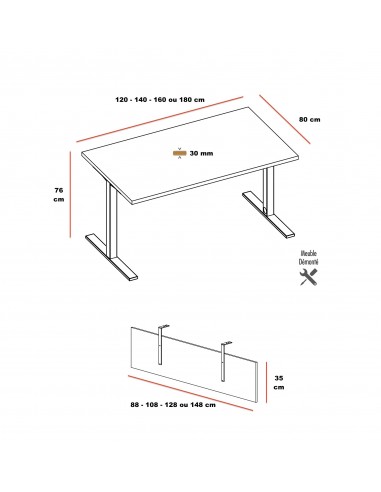 dimensions bureau indépendant Idea Tube Quadrifoglio