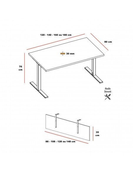 dimensions bureau indépendant Idea Tube Quadrifoglio