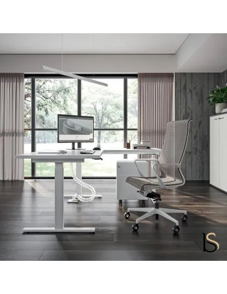 Bureau design avec retour électrique réglable en hauteur – Quadrifoglio