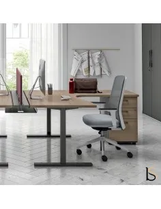 Bureau ergonomique quadrifoglio Idea Tube avec caisson en retour