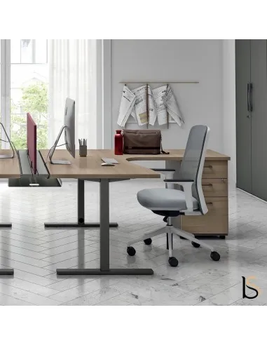 Bureau ergonomique quadrifoglio Idea Tube avec caisson en retour