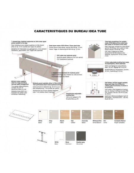 caractéristiques du bureau Idea Tube - Quadrifoglio