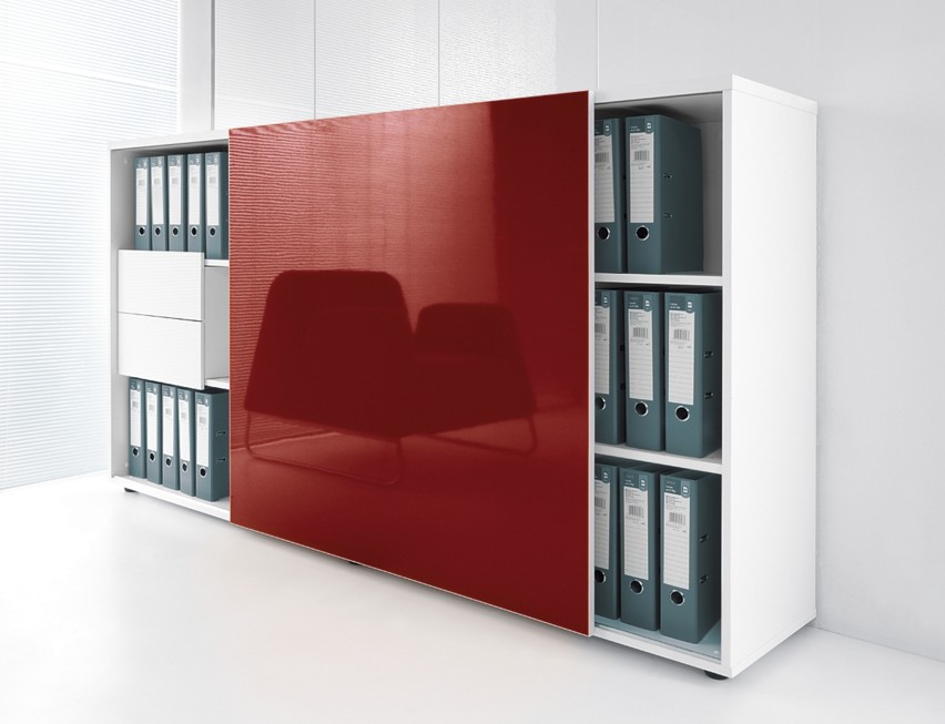 Armoire de bureau avec porte coulissante brillante - MDD Armoires MDD
