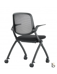 fauteuil de conférence sur roulettes et gain de place avec assise rabattable 2