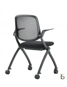fauteuil de conférence sur roulettes et gain de place avec assise rabattable 2
