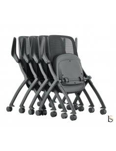 fauteuil de conférence sur roulettes et gain de place avec assise rabattable