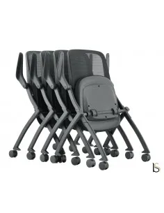 fauteuil de conférence sur roulettes et gain de place avec assise rabattable