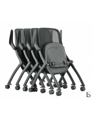 fauteuil de conférence sur roulettes et gain de place avec assise rabattable