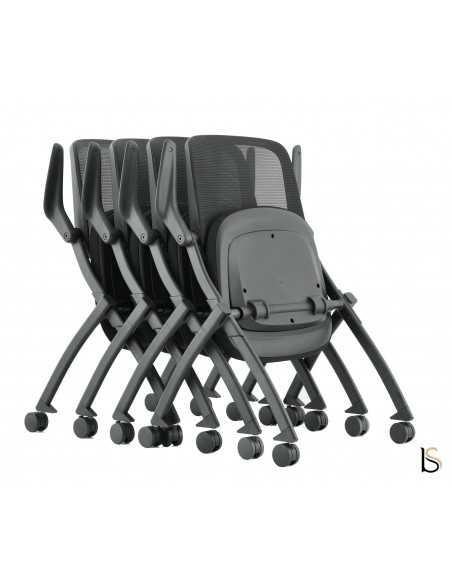 fauteuil de conférence sur roulettes et gain de place avec assise rabattable